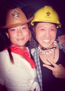 2007:  This is actually the first time I met Thuy.  I was also supposed to be studying for an exam and threw this costume together with whatever I had in my closet.  I was supposed to be an "engineer", but ended up looking like one of the village people.