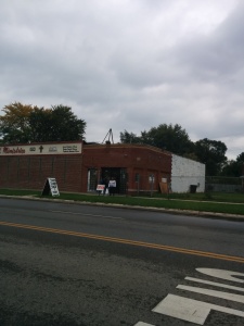 The sign says:  Shay's candy shack.  Not sketch at all!